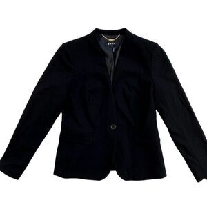 DKNY Blazer Jacket Black 6 Petite Single Button